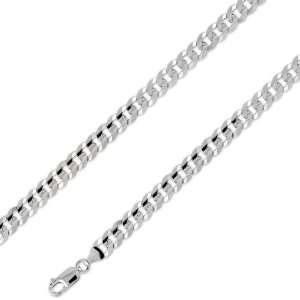 14K Solid White Gold Curb Cuban Chain Necklace 7.1mm (17/64 in.)   24 