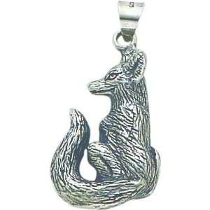  Sterling Silver Antiqued Fox Pendant Jewelry
