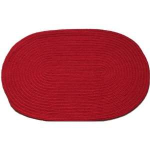  Solid Red   Oval Braided Rug (2 x 3)