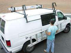 Van Truck Rack White: ladder lift   