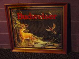   Budweiser Beer Mirror Deer Buck Pheasants Bar Pub Sign Hunting Series