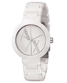 Armani Exchange Watch, Womens White Plastic Bracelet AX4055