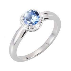   Solitaire 18K White Gold Ring with Fancy Blue Diamond 3/4 carat