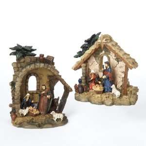  Pack of 6 Religious Christmas Table Top Nativity Stable 