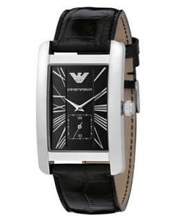 Emporio Armani Watch, Mens Black Leather Strap AR0143   Watch Style 