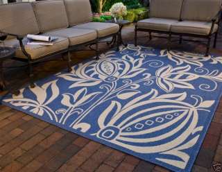 Indoor/Outdoor Blue/Natural Carpet Area Rug 5 x 8  