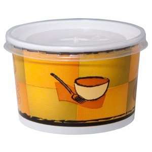  16 oz. Squat Paper Soup / Hot Food Cup with Plastic Lid 