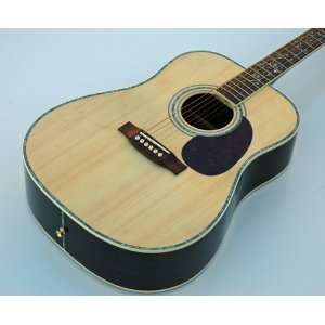   SOLID TOP CUSTOM ACOUSTIC GUITAR w ABALONE+CASE Musical Instruments
