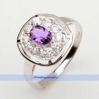 Luxury 6x4mm 0.5CT Oval Purple Amethyst Ring Size 8.25  