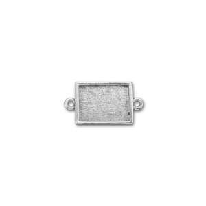  Antique Silver Plated Pewter Mini 2 Loop Rectangle Link 