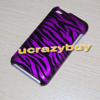 Purple Zebra Hard Case Cover Skin for Apple iPod Touch 4th Gen 4G 8GB 