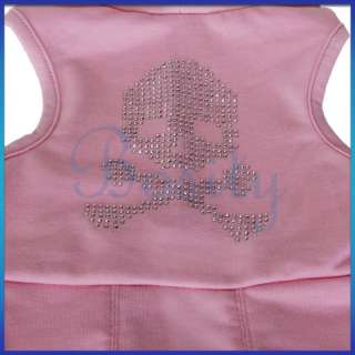 Pink Hooded Small Pet Dog Dress Clothes Skull Apparel S  