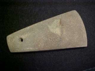   NATIVE AMERICAN INDIAN STONE 1 HOLE TRAPEZOID GORGET ARTIFACT  