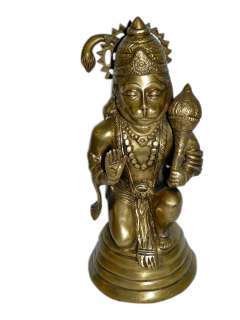 Sitting Hanuman Brass Statue Abhaya Hindu God Sculpture 13  