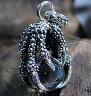 Sterling Silver Talon clutched Crystal ball Pendant  