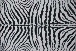 Black White Zebra Animal Pattern Plush Nylon Area Rug  