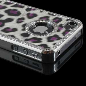 Luxury Bling Rhinestone Leopard Hard Case Cover for iPhone 4S 4G 