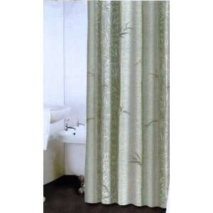 Zen Leaf Sage Green Bamboo Fabric Shower Curtain