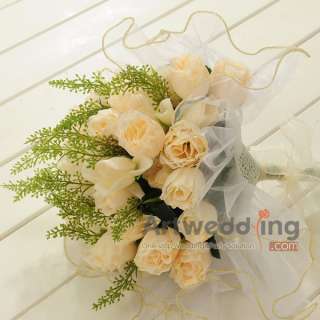   Burgundy Roses Mesh Wrapped Bridal Bouquet Wedding Flower (PH110019