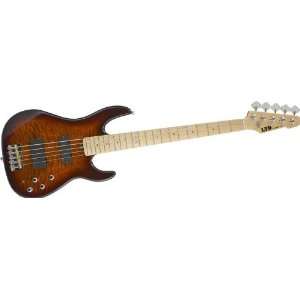    415 Quilted Maple 5 String Electric Bass Guitar Dark Brown Sunburst