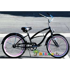   Children Beach Cruiser Bicycle Black with Pink Bike: Sports & Outdoors