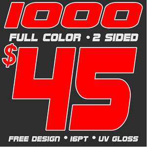 1000 2 Sided Color Business Cards Printing & Design UV  