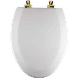  Bemis 1544BR000 Molded Wood Elongated Toilet Seat With Brass Hinges 