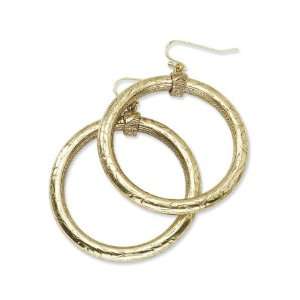  Brass tone Large Hoop Dangle Earrings Jewelry