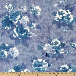    Wide Rayon Crepon Jacquard Elizabeth Denim Blue Fabric By The Yard