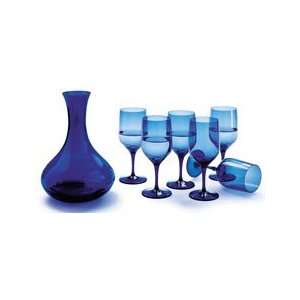  BLUE WATER CARAFE & GLASS SET@: Kitchen & Dining