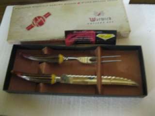   Warwick Staghorn Stag Knife & Fork Carving Set w/ KIRBY Box  