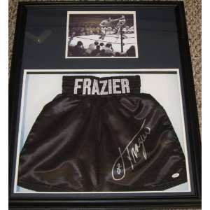  JOE Frazier 33x26 Signed Autographed Boxing Shorts Framed 