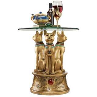 Egyptian Cat Goddess Bastet Side Table Feline Decorative Sculpture 