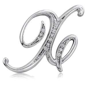   Toned Initial Letter Brooch Pin   X   Womens Brooches & Pins Jewelry