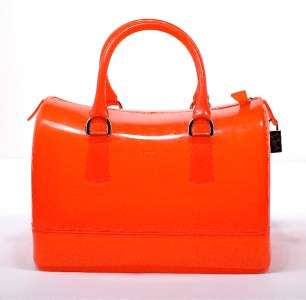 FURLA RED Handbag, CANDY Jelly Bauletto Barrel Satchel Ex Condition 