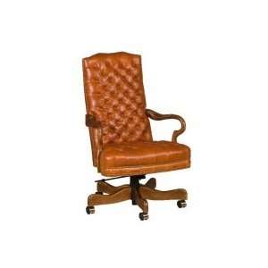   Leather Tufted Gooseneck High Back Swivel Tilt Chair
