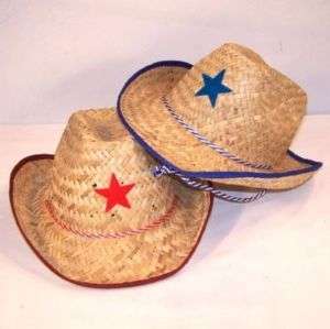 12 KIDS STRAW COWBOY HATS W STAR western style hat wear  