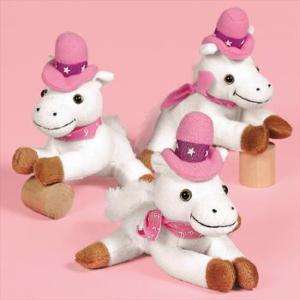 Plush Pink White COWGIRL HORSES Girls Western Pony Party Favors 