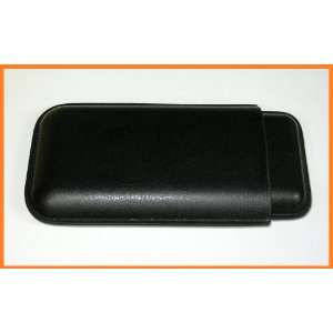   Tobacco Extra Long Black Bonded Leather 3 Cigar Case 