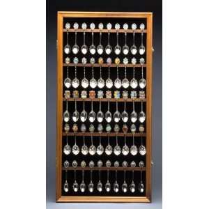  Oak 50 Spoon Collector Cabinet Glass Wall Mount Case
