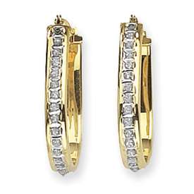 New 14k Gold Oval Hinged Diamond Accent 5/8 Hoop Earrings  
