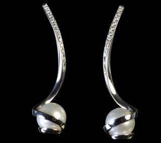 Mikimoto 18k White Gold Twist Pearl & Diamond Earrings  