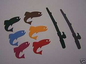 Sizzix/Accucut die cuts lot FISHING POLE/ROD and TROUT  