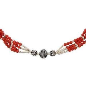  Sterling Silver Coral Necklace Jewelry