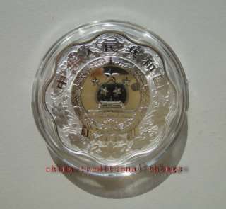   flower shaped silver coin   Chinese Lunar Dragon coin w/Box&Coa  