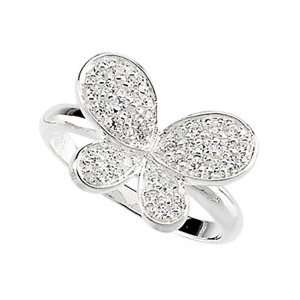  Sterling Silver Cubic Zirconia Butterfly Ring Size 7 