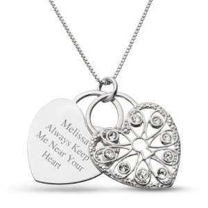  Personalized Sterling Padlock Heart Necklace Gift Jewelry