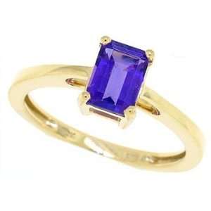  1.00ct Emerald Cut Amethyst Ring in 10Kt Yellow Gold 6 