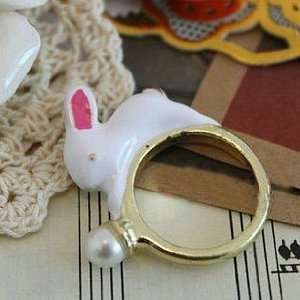  Unique Retro Cute Rabbit Pearl Ring 