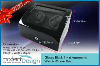 Modernir Design Glossy Black 4 + 6 Auto Watch Winder  